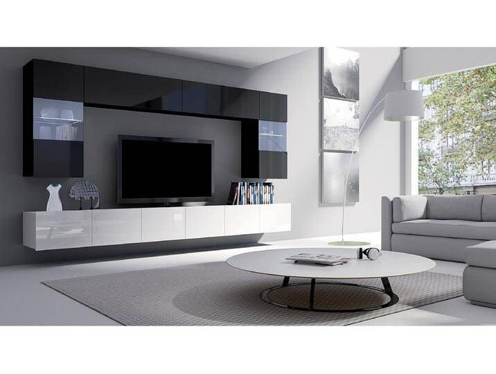 AX LIVING Wohnwand Modern „Kossana 1“ – 300cm Breite, Schwarz/Weiß von Kauf-Unique Marketplace