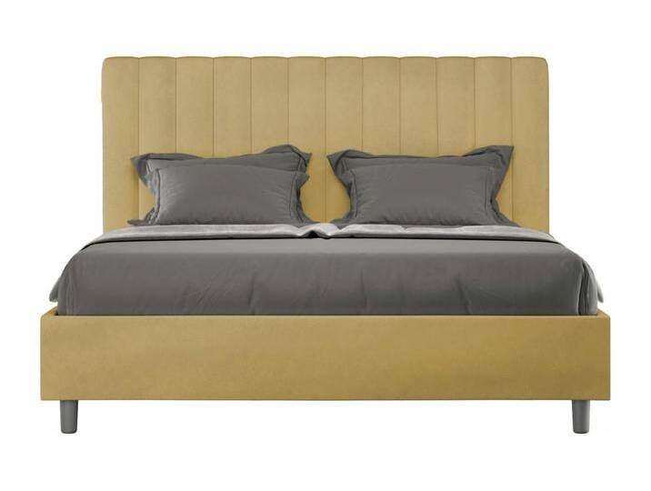 Agueda ockerfarbenes Mikrofaser-Polsterbett ohne Untergestell 140x210 von Kauf-Unique Marketplace
