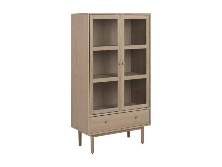 Aston Vitrinenschrank mit 2 Glastüren und 1 Schublade, weiß geölt eichendekor. von Kauf-Unique Marketplace