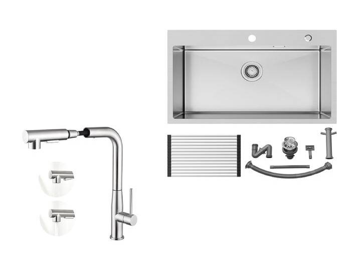 Auralum MAX Küchenspüle 1 Becken Edelstahl gebürstet 75*45*19CM - Spüle mit faltbarer Abtropffläche + Küchenarmatur mit 360° drehbarer Ausziehbrause Auralum MAX Küchenspüle 1 Becken Edelstahl gebürstet 75*45*19CM - Spüle mit faltbarer Abtropffläche + Küchenarmatur mit 360° drehbarer Ausziehbrause von Kauf-Unique Marketplace