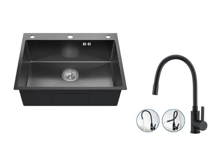 Auralum max Unterbauspüle, Einzelbecken, 60 x 49 x 20 cm, Edelstahl 304, Schwarz + Spültischmischer mit flexiblem Auslauf, ausziehbarer Küchenhahn Auralum max Unterbauspüle, Einzelbecken, 60 x 49 x 20 cm, Edelstahl 304, Schwarz + Spültischmischer mit flexiblem Auslauf, ausziehbarer Küchenhahn von Kauf-Unique Marketplace