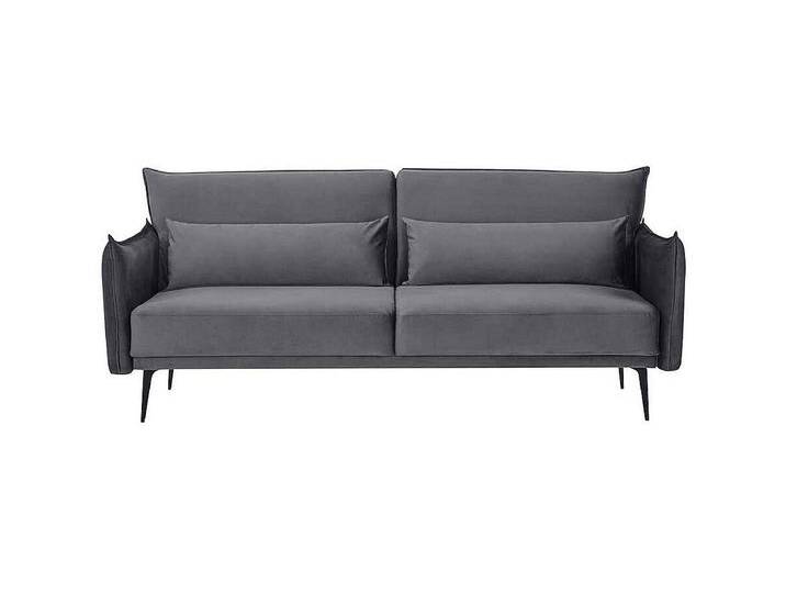 Ausklappbares Sofa modern in Grau Samt Vierfußgestell aus Metall Ausklappbares Sofa modern in Grau Samt Vierfußgestell aus Metall von Kauf-Unique Marketplace