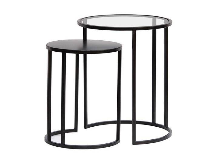 Ausziehbare Beistelltische aus gehärtetem Glas und schwarzem Metall TAHL Ausziehbare Beistelltische aus gehärtetem Glas und schwarzem Metall TAHL von Kauf-Unique Marketplace