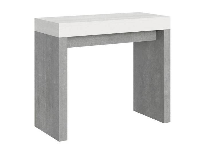 Ausziehbare Konsole 90x40/196 cm Roxell Mix Small White Ash Top – Struktur aus Zement von Kauf-Unique Marketplace