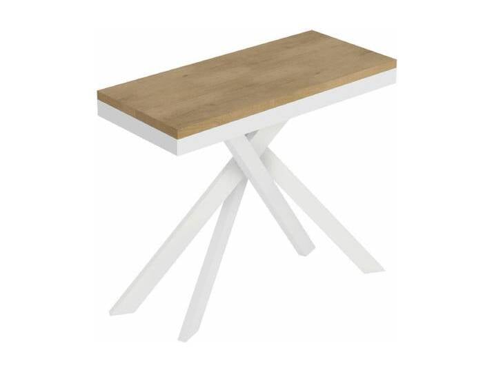 Ausziehbare Konsole 90x40/196 cm Saki Small Evolution Natureiche mit weißem Rahmen Ausziehbare Konsole 90x40/196 cm Saki Small Evolution Natureiche mit weißem Rahmen von Kauf-Unique Marketplace