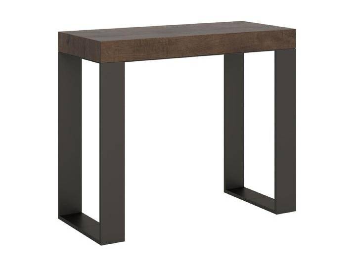 Ausziehbare Konsole 90x40/196 cm Tecno Small Walnuss-Anthrazit-Rahmen von Kauf-Unique Marketplace
