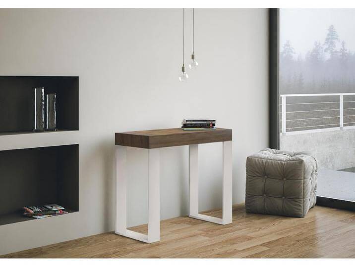 Ausziehbare Konsole 90x40/196 cm Tecno Small Walnussweißer Rahmen von Kauf-Unique Marketplace