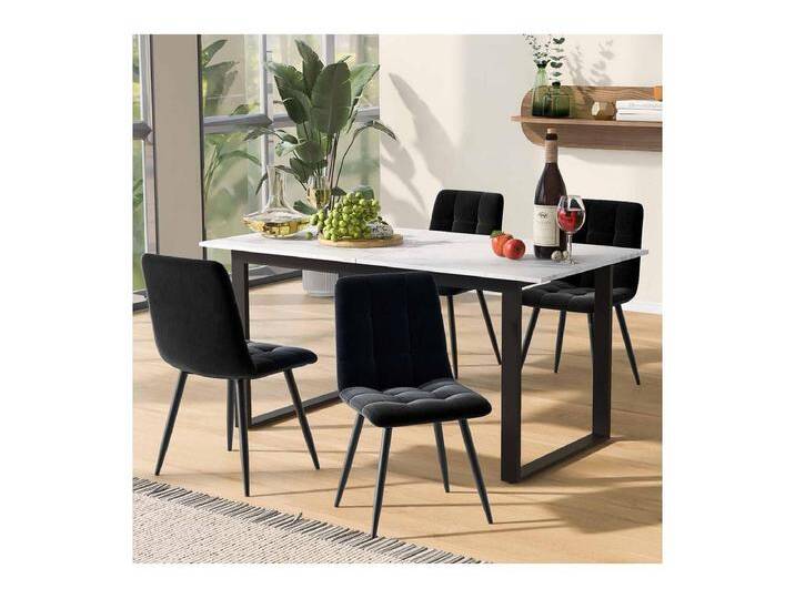 Ausziehbarer Esstisch + 4 Stühle - Für 4-8 Personen - Weiß - 140/180x80x75cm von Kauf-Unique Marketplace