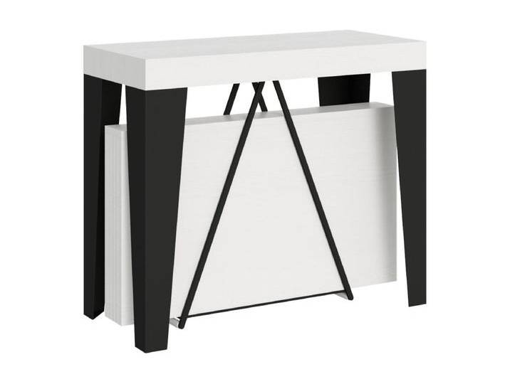 Ausziehbarer Konsolentisch 90x40/196 cm Algo Small Esche weiß mit Eisenrahmen aus Anthrazit von Kauf-Unique Marketplace