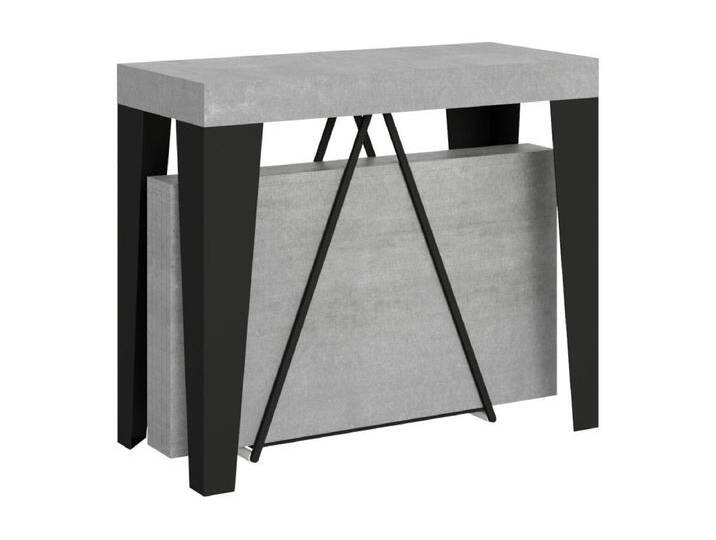 Ausziehbarer Konsolentisch 90x40/196 cm Algo Small Zement mit Eisenrahmen aus Anthrazit von Kauf-Unique Marketplace