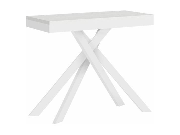 Ausziehbarer Konsolentisch 90x40/196 cm Krack Small Evolution Esche weiß mit weißem Eisenrahmen von Kauf-Unique Marketplace