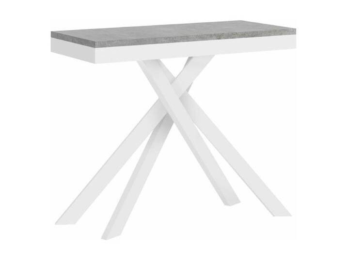Ausziehbarer Konsolentisch 90x40/300 cm Krack Evolution Zement mit weißem Eisenrahmen von Kauf-Unique Marketplace