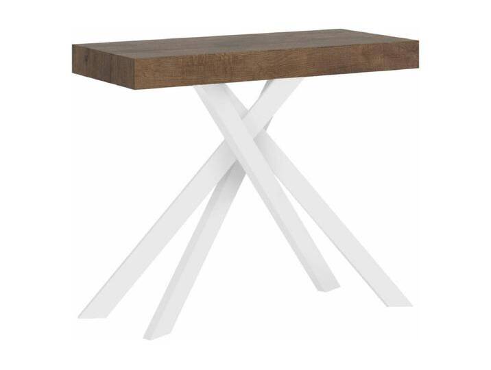 Ausziehbarer Konsolentisch 90x40/300 cm Krack Nussbaum mit weißen Füßen Ausziehbarer Konsolentisch 90x40/300 cm Krack Nussbaum mit weißen Füßen von Kauf-Unique Marketplace
