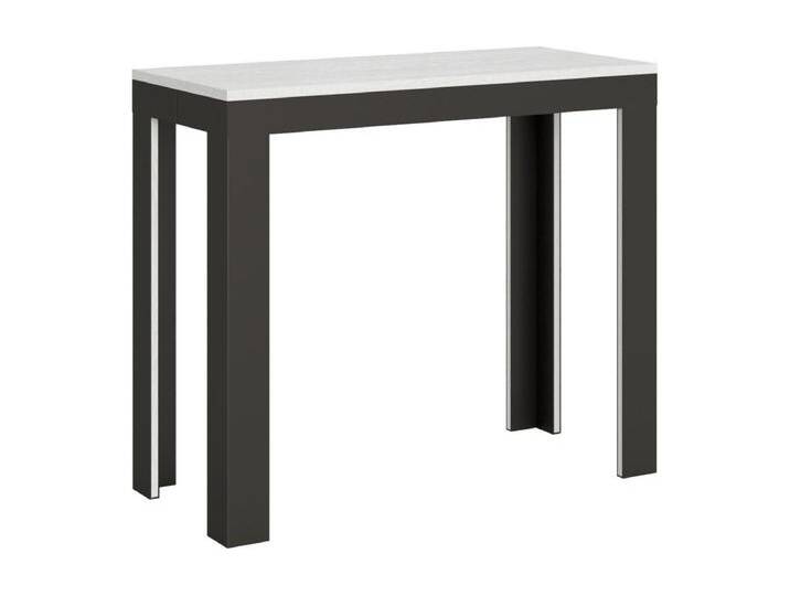 Ausziehbarer Konsolentisch 90x40/300 cm Linea Evolution Esche weiß mit Eisenrahmen aus Anthrazit von Kauf-Unique Marketplace