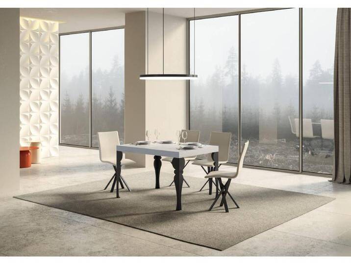 Ausziehbarer Tisch 90 x 120/224 cm, Gestell Paxon, Esche weiß, Anthrazit von Kauf-Unique Marketplace