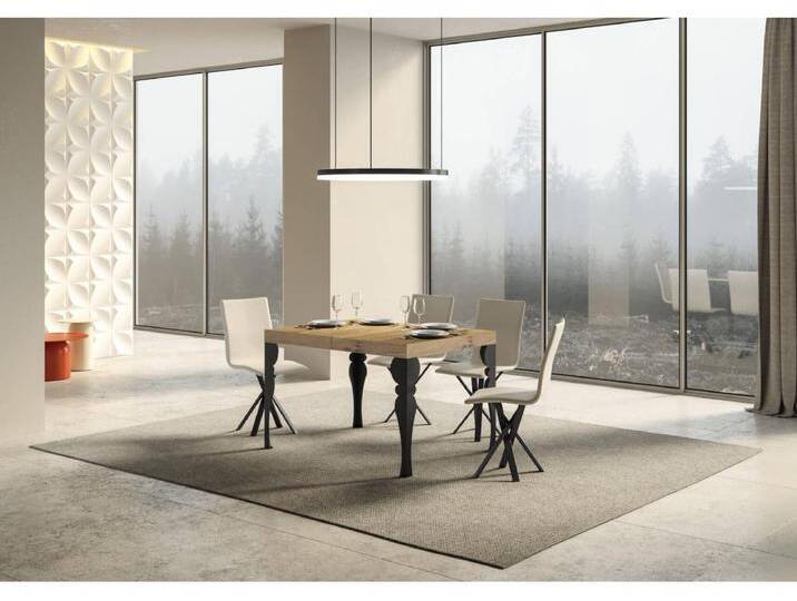 Ausziehbarer Tisch 90 x 140/244 cm, Gestell Paxon Eiche Natur Anthrazit von Kauf-Unique Marketplace