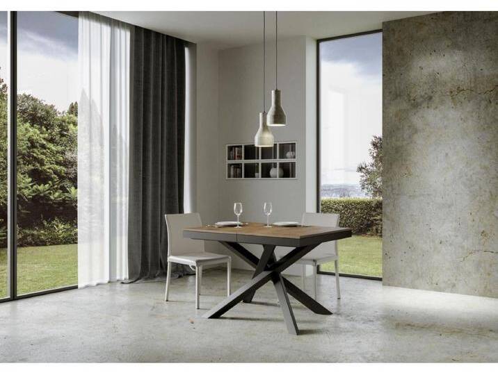 Ausziehbarer Tisch 90x120/380 cm Volantis Evolution Walnuss Anthrazit Gestell von Kauf-Unique Marketplace
