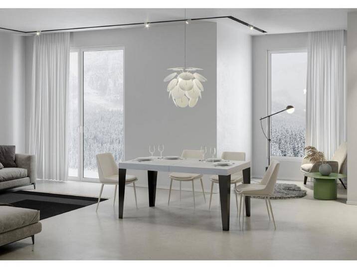 Ausziehbarer Tisch 90x180/284 cm Flame Premium Weiß Esche Anthrazit Gestell von Kauf-Unique Marketplace