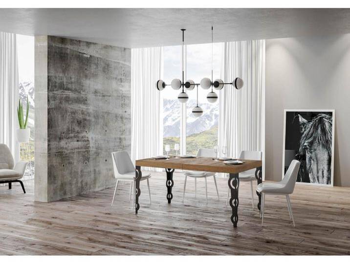Ausziehbarer Tisch 90x180/284 cm Gestell Karamay Premium Eiche Natur Anthrazit von Kauf-Unique Marketplace