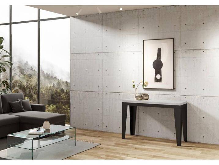 Ausziehtisch 120/200x45/90 cm Flame Double Esche weiß mit Eisenrahmen aus Anthrazit von Kauf-Unique Marketplace