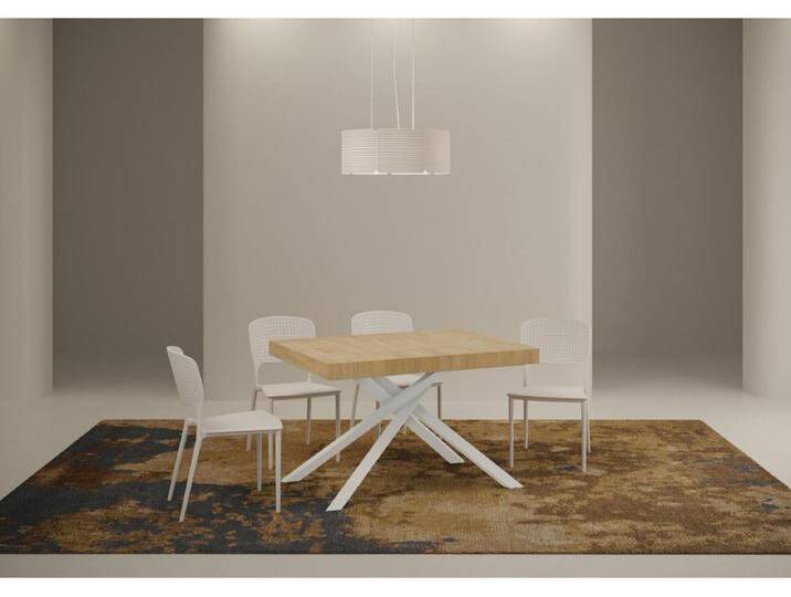 Ausziehtisch 90x120/224 cm Karida Premium Eiche Natur mit weißem Eisenrahmen von Kauf-Unique Marketplace