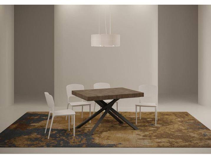 Ausziehtisch 90x130/234 cm Karida Premium Nussbaum mit Eisenrahmen aus Anthrazit von Kauf-Unique Marketplace