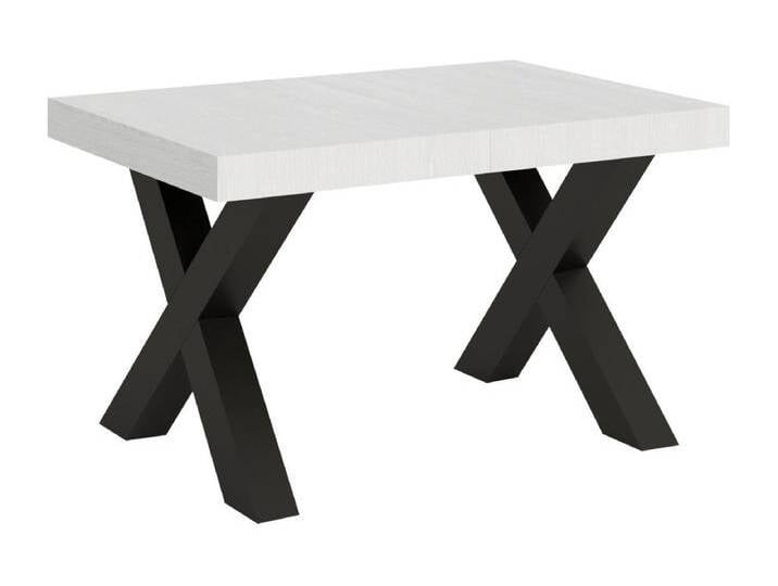 Ausziehtisch 90x130/390 cm Traffic Esche weiß mit Eisenrahmen aus Anthrazit von Kauf-Unique Marketplace