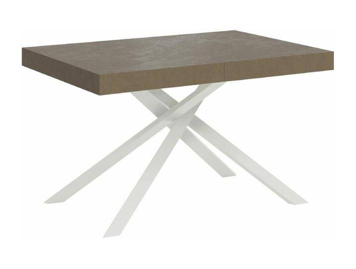 Ausziehtisch 90x140/244 cm Karida Taubengrau mit weißem Eisenrahmen von Kauf-Unique Marketplace