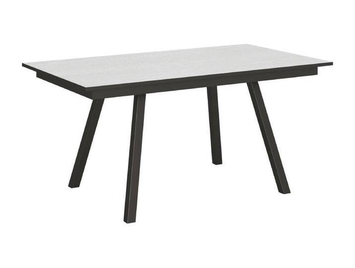 Ausziehtisch 90x160/220 cm Mirhi Esche weiß mit Eisenrahmen aus Anthrazit von Kauf-Unique Marketplace