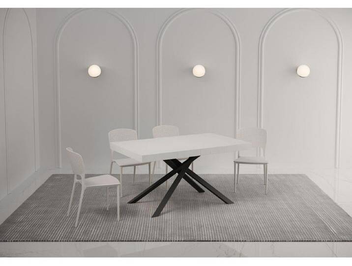 Ausziehtisch 90x160/264 cm Karida Premium Esche weiß mit Eisenrahmen aus Anthrazit von Kauf-Unique Marketplace