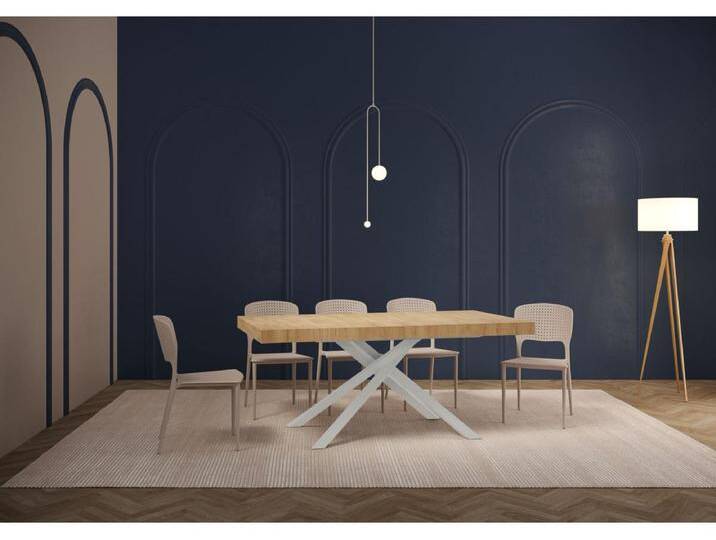 Ausziehtisch 90x180/284 cm Karida Premium Eiche Natur mit weißem Eisenrahmen von Kauf-Unique Marketplace