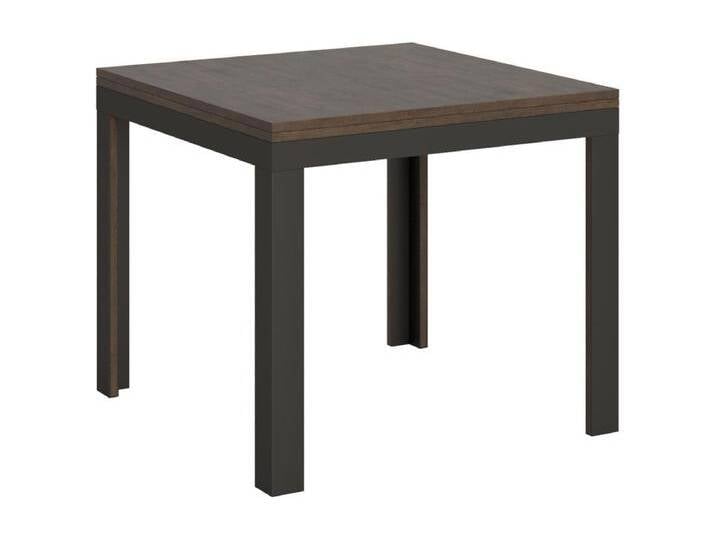 Ausziehtisch 90x90/180 cm Linea Libra Nussbaum mit Eisenrahmen aus Anthrazit von Kauf-Unique Marketplace