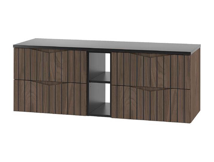 Badezimmer-Set 140 cm Schrank mit Arbeitsplatte Regal Geriffelte Fronten Eiche Nussbaum Stella Badezimmer-Set 140 cm Schrank mit Arbeitsplatte Regal Geriffelte Fronten Eiche Nussbaum Stella von Kauf-Unique Marketplace