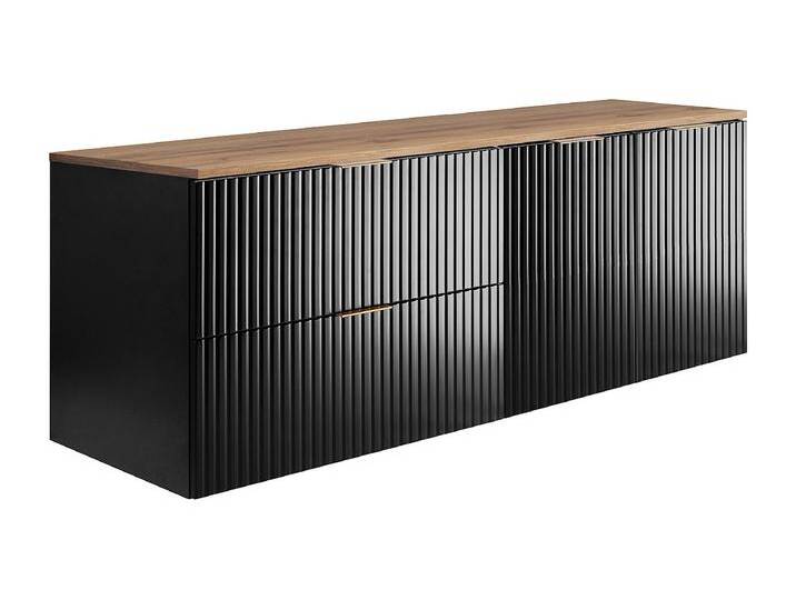 Badezimmer-Set: Schrank mit Schubladen und Schrank mit Türen 57×46×160 cm, Farbe: Schwarz / Arbeitsplatte aus Eiche Craft, goldener Griff Badezimmer-Set: Schrank mit Schubladen und Schrank mit Türen 57×46×160 cm, Farbe: Schwarz / Arbeitsplatte aus Eiche Craft, goldener Griff von Kauf-Unique Marketplace