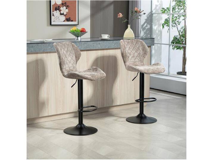 Barhocker 2er-Set, höhenverstellbar & drehbar, gepolstert mit Lehne, Chenille-Optik, Fußstütze, Braun Barhocker 2er-Set, höhenverstellbar & drehbar, gepolstert mit Lehne, Chenille-Optik, Fußstütze, Braun von Kauf-Unique Marketplace