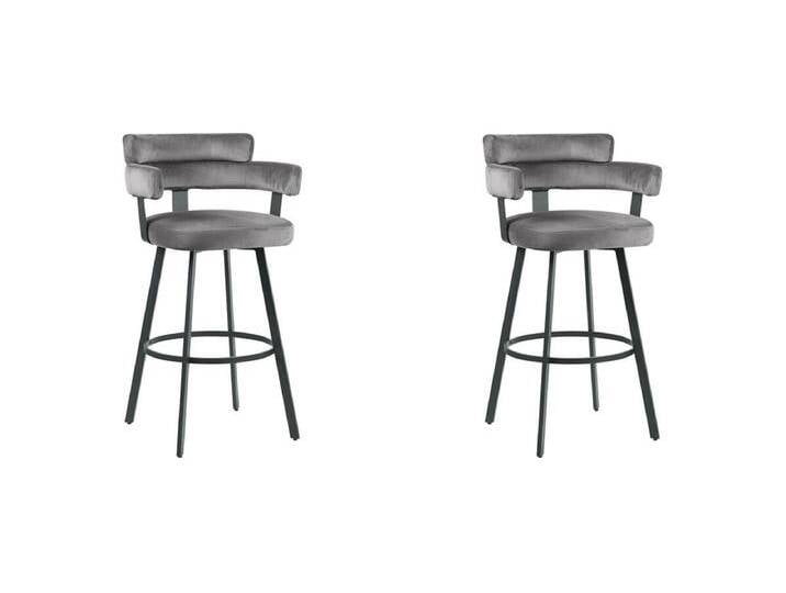 Barhocker Bardio - Grau - Samt - Sitzhöhe 75 - 2er Set von Kauf-Unique Marketplace