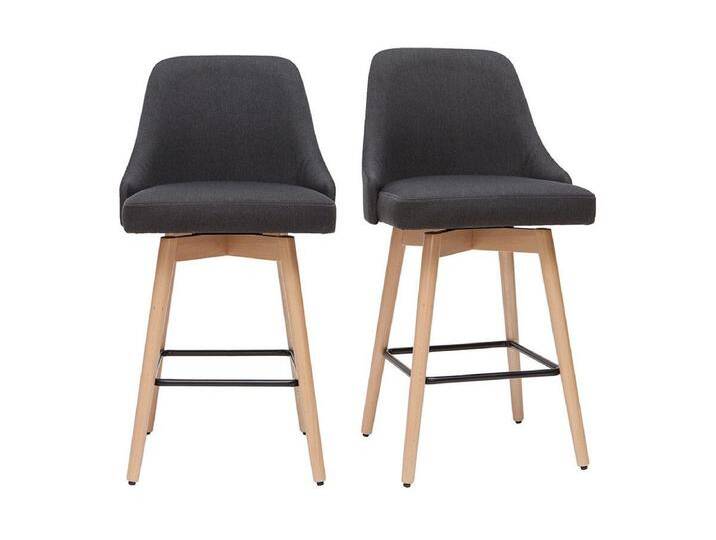 Barhocker HASTA skandinavisches Design dunkelgrauer Bezug (2er-Set) von Kauf-Unique Marketplace