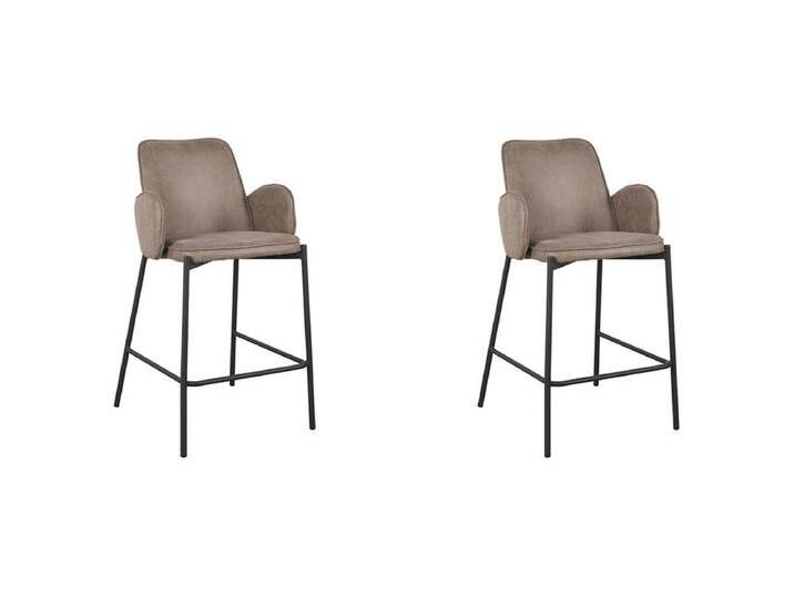 Barhocker Joni - Taupe - Micro Suede - Sitzhöhe 65 cm - 2er Set von Kauf-Unique Marketplace