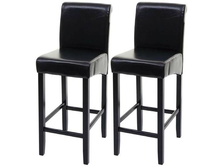 Barhocker MCW-C33 (2er-Set), Schwarz, dunkle Beine, Leder von Kauf-Unique Marketplace