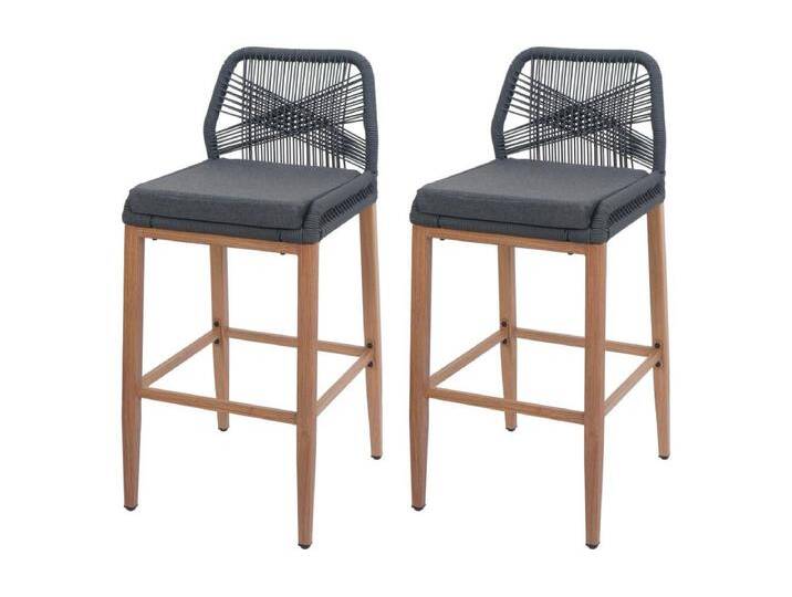 Barhocker MCW-O21 (2er-Set), Anthrazit, Kissen dunkelgrau von Kauf-Unique Marketplace