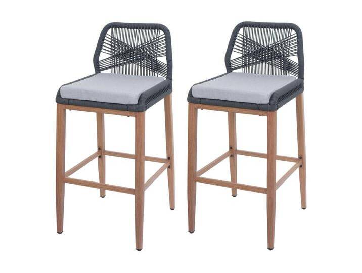 Barhocker MCW-O21 (2er-Set), Anthrazit, Kissen hellgrau von Kauf-Unique Marketplace
