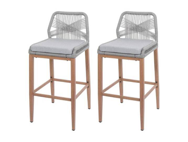 Barhocker MCW-O21 (2er-Set), Hellgrau, Kissen hellgrau von Kauf-Unique Marketplace