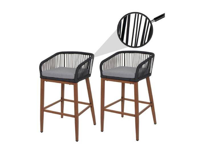 Barhocker MCW-O22 (2er-Set), Anthrazit, Kissen hellgrau von Kauf-Unique Marketplace