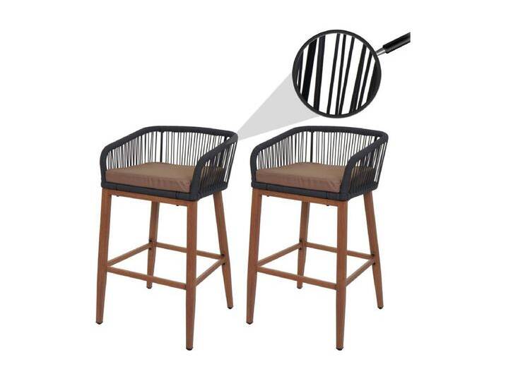 Barhocker MCW-O22 (2er-Set), Anthrazit, Kissen taupe von Kauf-Unique Marketplace