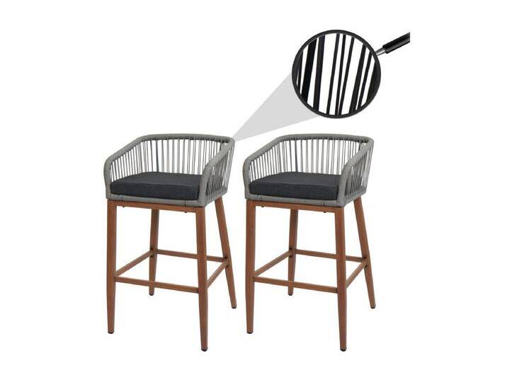 Barhocker MCW-O22 (2er-Set), Hellgrau, Kissen dunkelgrau von Kauf-Unique Marketplace