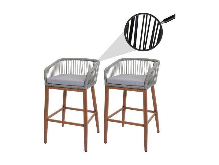 Barhocker MCW-O22 (2er-Set), Hellgrau, Kissen hellgrau von Kauf-Unique Marketplace