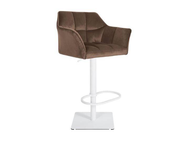 Barhocker - Samt & weiß - braun - Damaso von Kauf-Unique Marketplace