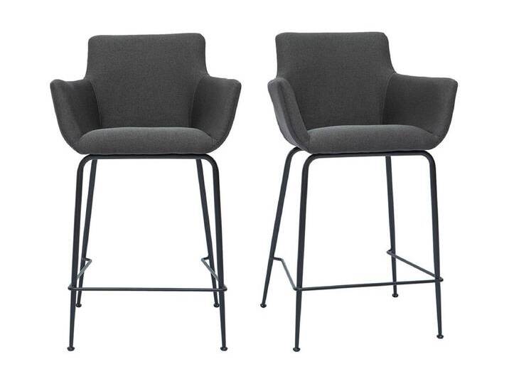 Barhocker anthrazitgrauer Stoff H65 cm (2er-Set) CARLIE von Kauf-Unique Marketplace