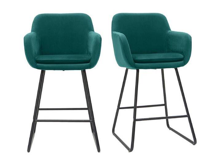 Barhocker aus petrol Stoff mit Samteffekt H65 cm (2er-Satz) AMIKA von Kauf-Unique Marketplace