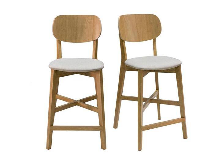 Barhocker helles Holz und beiger Stoff (2er-Set) LUCIA von Kauf-Unique Marketplace